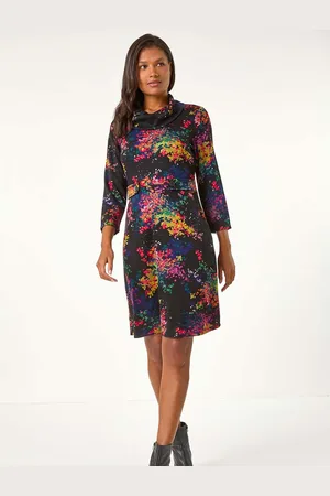Roman Abstract Print Ponte Tab Detail Dress AU 16
