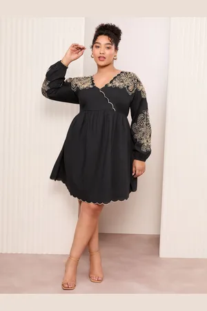 Friends Like These Embroidered Long Sleeve 100% Cotton Mini Dress AU 26