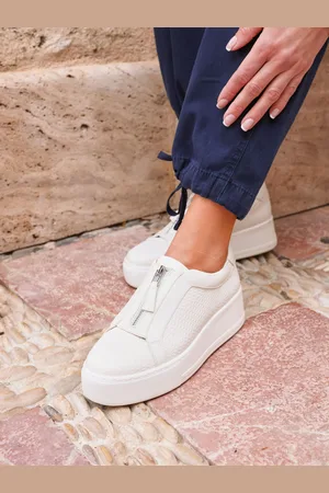 Linzi White Piper Platform Trainers With Front Zip Detail AU 9 (EU 40)