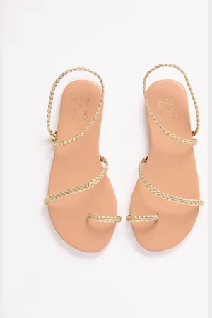 Friends Like These Gold Wide Fit Asymmetric Toe Loop Faux Leather Flip Flop Sandals AU 8 W (EU 39)