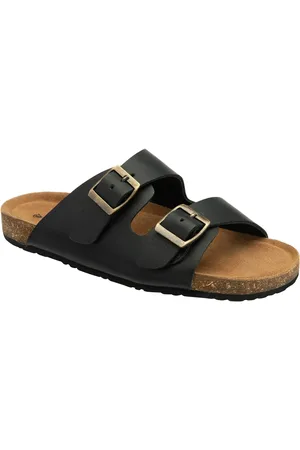 Dunlop Black Ladies Twin Buckle Footbed Mules AU 9 (EU 40)