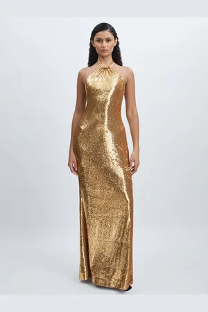 Halston Heritage Sequin Halterneck Maxi Dress AU 12