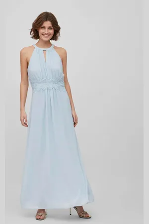 VILA Halterneck Flower Girl Lace Detail Occasion Maxi Dress AU 14