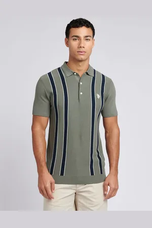 U.S. Polo Assn. U. S. Polo Assn Mens Vertical Stripe Knit Polo Shirt L