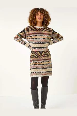 Roman Pattern Knitted Dress AU 18
