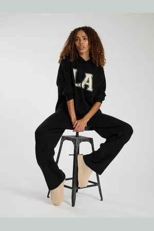 South Beach Black Knitted Wide Leg Joggers M