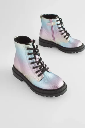 Next Rainbow Metallic Standard Fit (F) Warm Lined Lace-Up Ankle Boots US 4 (UK 3)