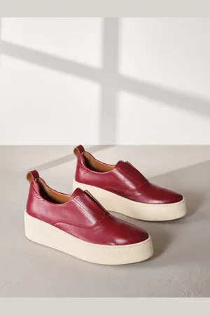 Next Red Slip On Signature Forever Comfort Leather Chunky Wedge Platform Trainers AU 8.5 (EU 40)