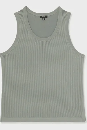 Reiss Sage Green Watson Textured Crew Neck Ribbed Vest large
