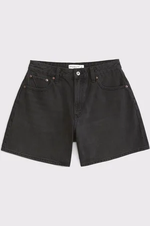 Abercrombie & Fitch Curve Love High Rise Loose Denim Shorts With Clean Hem waistsize30in