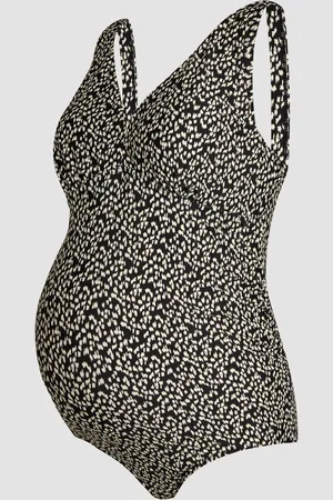 JoJo Maman Bébé Black Maternity Animal Print V-Neck Swimsuit M