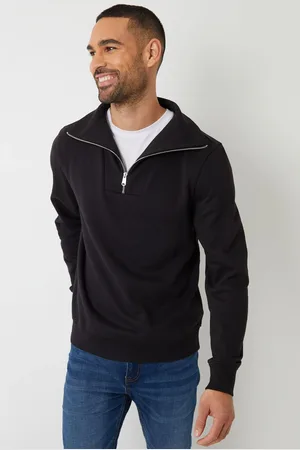 Threadbare Black Quarter Zip Funnel Neck Sweatshirt M