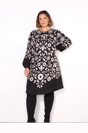 Live Unlimited London Curve Graphic Floral Placement Dress AU 26