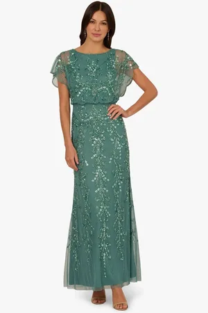 Adrianna Papell Beaded Blouson Long Dress 12