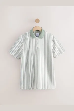 Next Vertical Stripe Quarter Zip Polo Shirt S