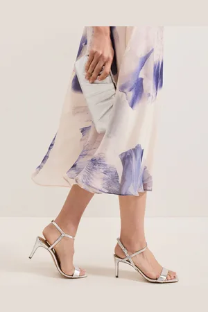 Phase Eight Silver Metallic Heeled Strappy Sandals AU 10 (EU 41)