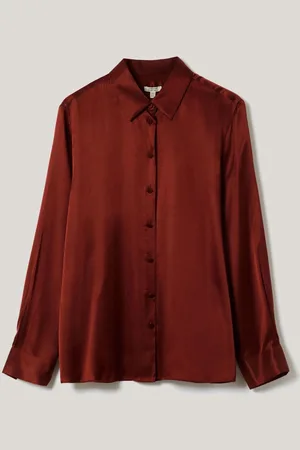 Jigsaw Silk Satin Blend Shirt AU 6