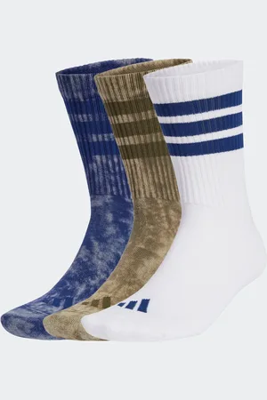 adidas Blue 3 Stripe Wash Crew Socks 3 Pack 2-3.5