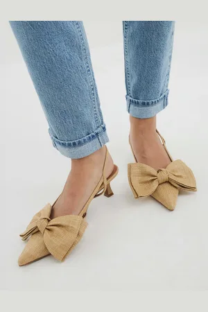 River Island Wide Fit Sling Back Bow Heeled Court Shoes AU 8 (EU 39)