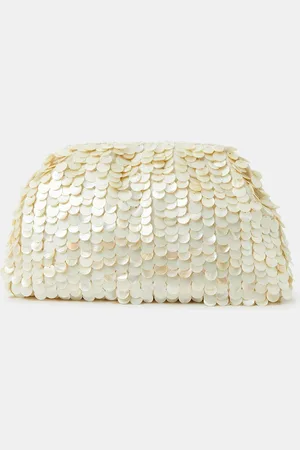 Accessorize Cream Pearl Shell Embellished Clutch Bag one