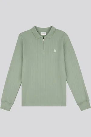 U.S. Polo Assn. U. S. Polo Assn. Mens Texture Zip Long Sleeve 100% Cotton Polo Shirt M