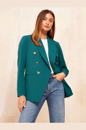Friends Like These Green Military Gold Button Tailored Fitted Blazer AU 22