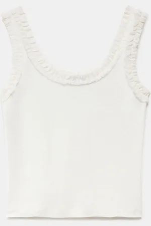mint&berry White Ruffle Trim Vest Top small