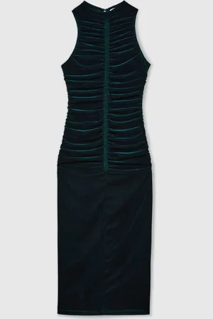 Reiss Niva Racer-Front Ruched-Velvet Dress AU 10