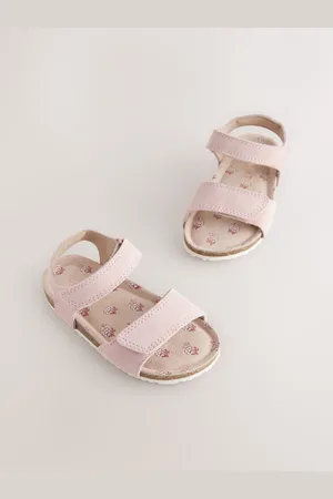 Next Pink Suede Wide Fit (G) Touch Fastening Corkbed Sandals AU 8 (EU 25.5)