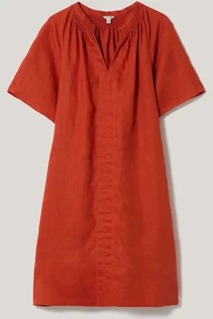 Jigsaw 100% Linen Smocked T-Shirt Dress 16