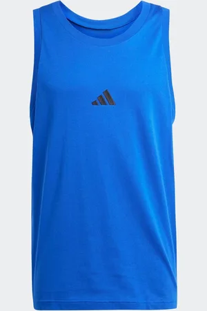 adidas Blue Essentials Small Logo 100% Cotton Tank Top xlarge
