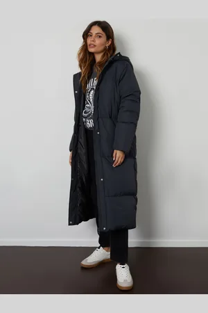 Threadbare Black Curve Longline Hooded Padded Coat AU 22