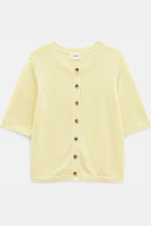 Hush Puppies Yellow Linen Blend Short Sleeve Cardigan M