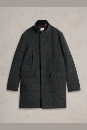 White Stuff Grey Wool Funnel Coat XL