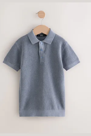 Next 100% Cotton Short Sleeve Knitted Popper Polo Shirt (3-16yrs) 16 Years (176cm)
