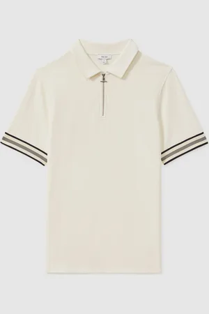 Reiss Bristol Textured Contrast Trim Half-Zip Polo Shirt XL