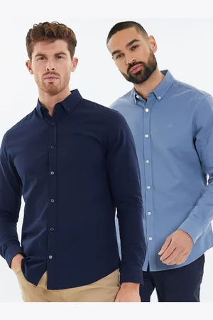 Threadbare Oxford Long Sleeve 100% Cotton Shirts 2 Pack M
