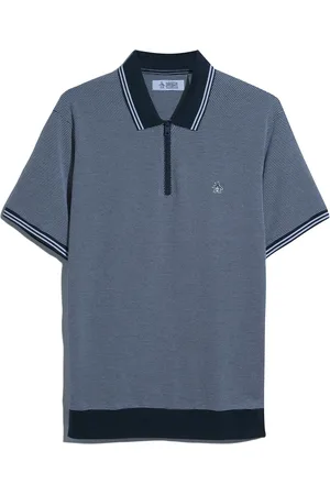 Original Penguin Jacquard 1/4 Zip Tipped 100% Cotton Polo Shirt M