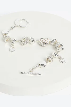 Lipsy London Jewellery Silver Pave Crystal Heart Charm Bracelet one