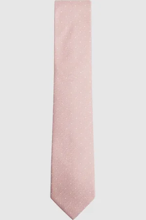 Reiss Soft Pink Liam Silk Polka Dot Tie One