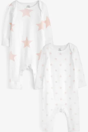 Next Pink Star 2 Pack Kind To Skin Baby Sleepsuits (0-2yrs) 3