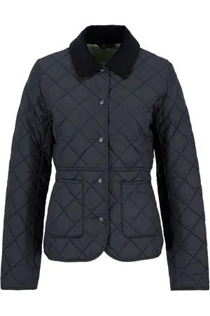 Barbour Black Deveron Diamond Quilt Lightweight Jacket AU 10
