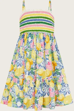 Monsoon Amalfi Lemon Print Crochet 100% Cotton Dress 9