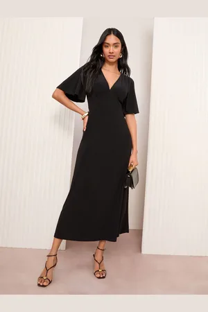 Friends Like These Petite V-Neck ITY Flutter Sleeve Midi Dress AU 18