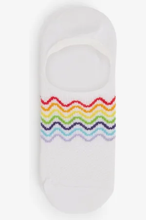 Next White/Rainbow High Cut Invisible Trainer Socks 4 Pack M-L