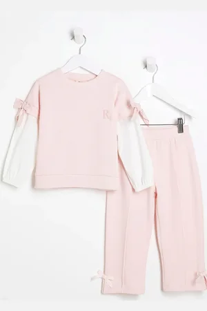 River Island Pink Girls Hybrid Sleeve Sweat Set 98104cm