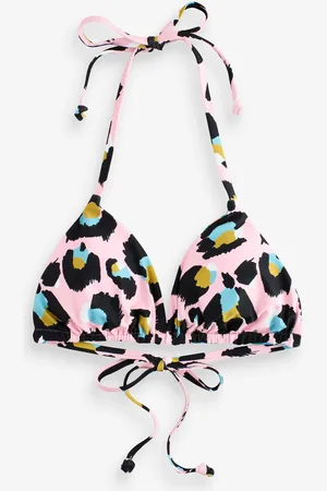 Eleanor Bowmer Pink/Blue Reversible Leopard Print Triangle Bikini Top AU 20