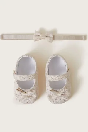 Monsoon Baby Bow Jacquard Booties and Headband Set Upto 3 Months (50