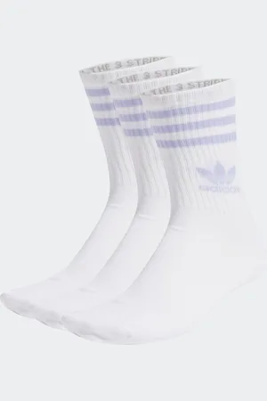 adidas White/Purple Mid Cut Crew Socks 3 Pack UK 8.5