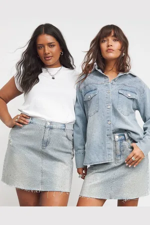 Simply Be Wash Embellished Denim Mini Skirt AU 12